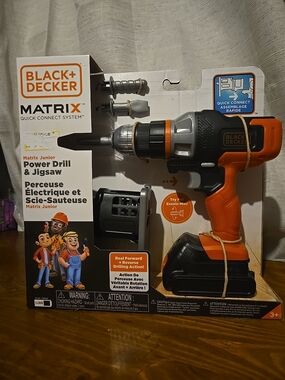 Black & Decker Orange and Black Kids’ Matrix Power Drill & Jigsaw Toy